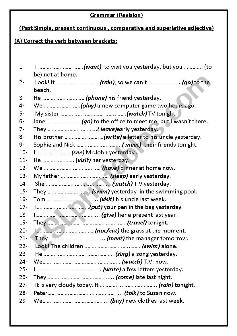 Grammar Revision  worksheet