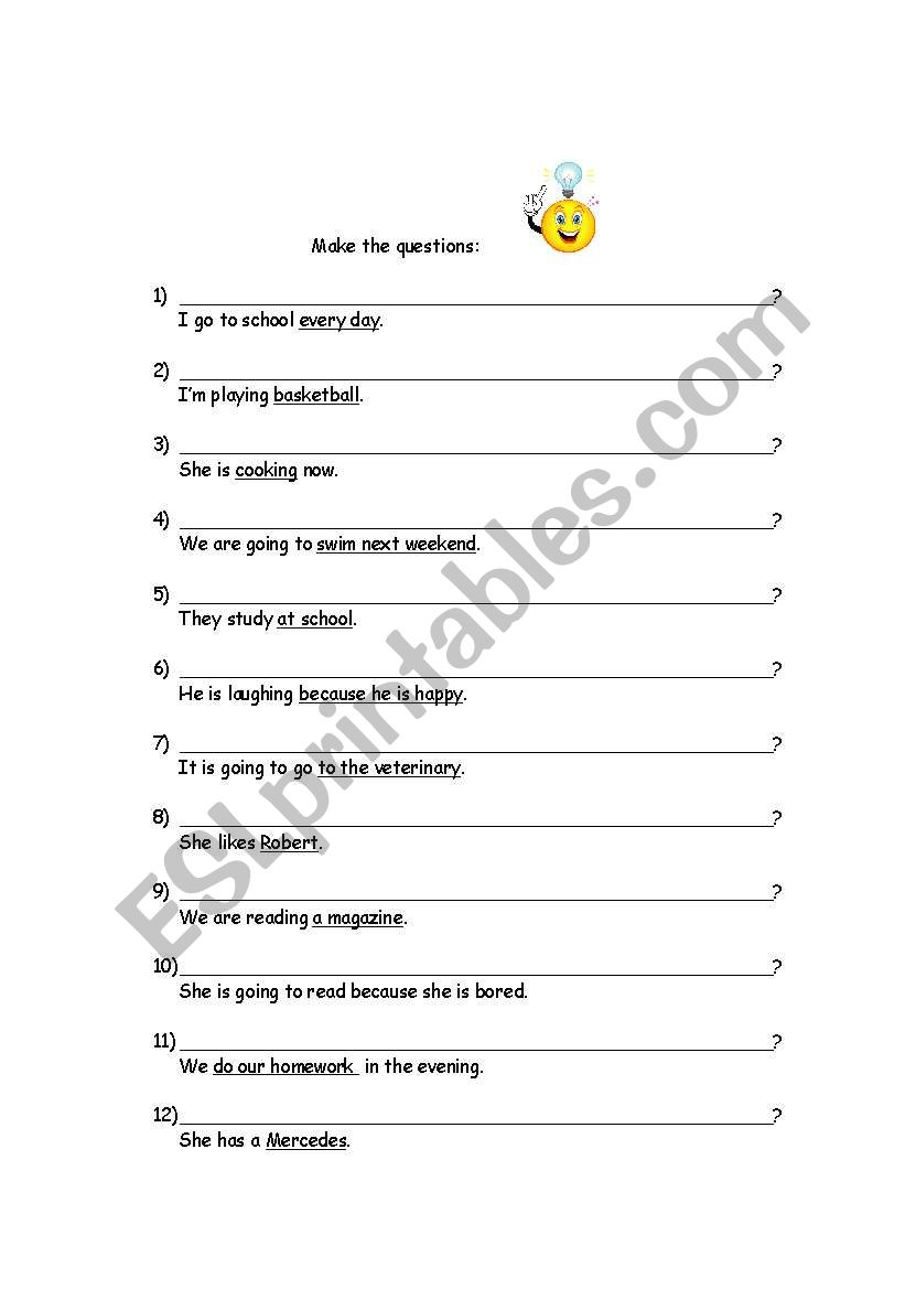 Make the question! worksheet