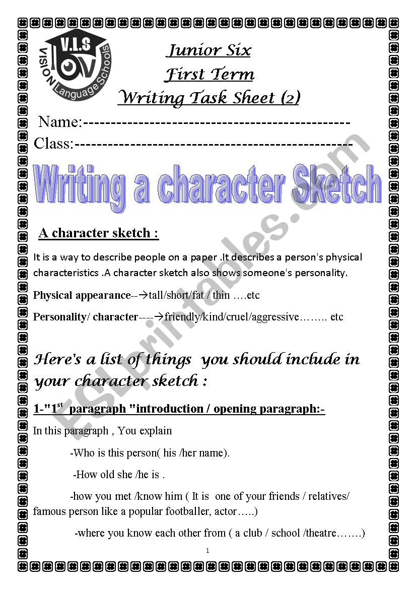 creative writing character sketch