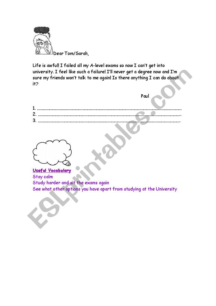 Letter of advice worksheet