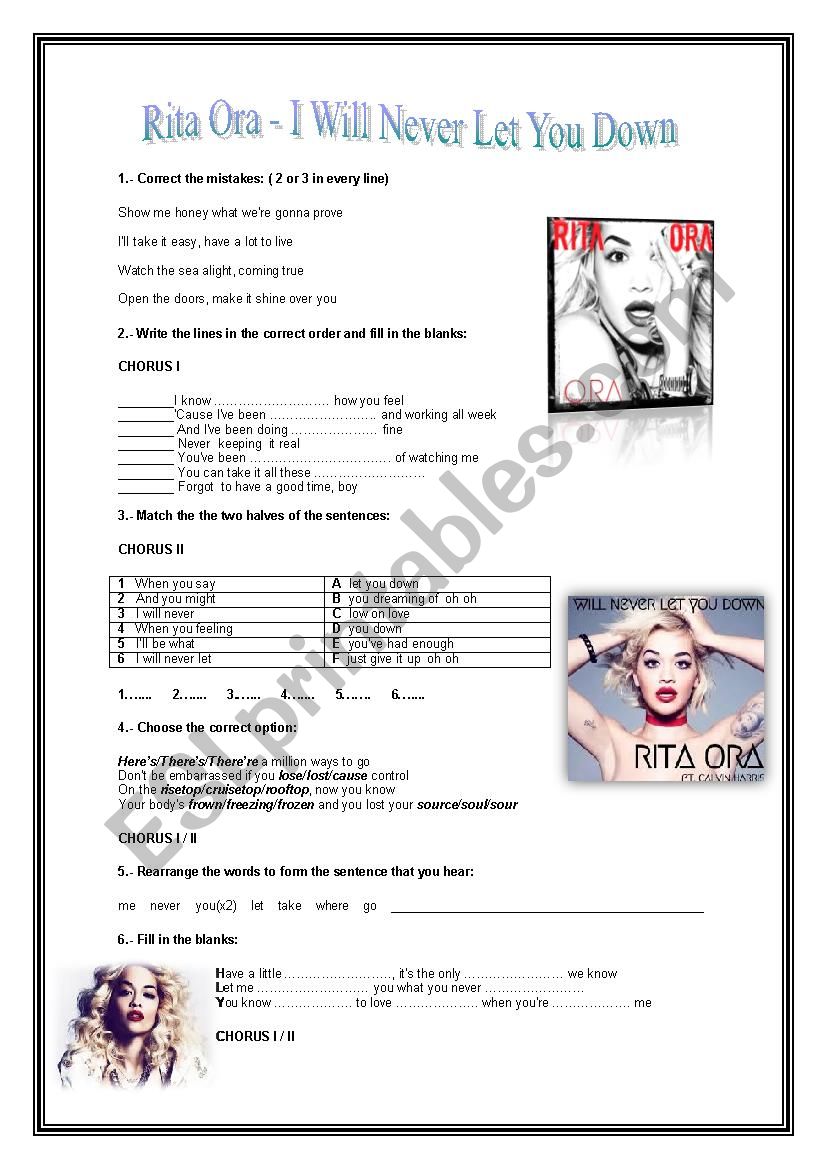 Song by Rita Ora - I will never let you down