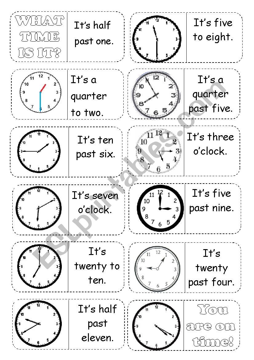Time on the clock Domino worksheet