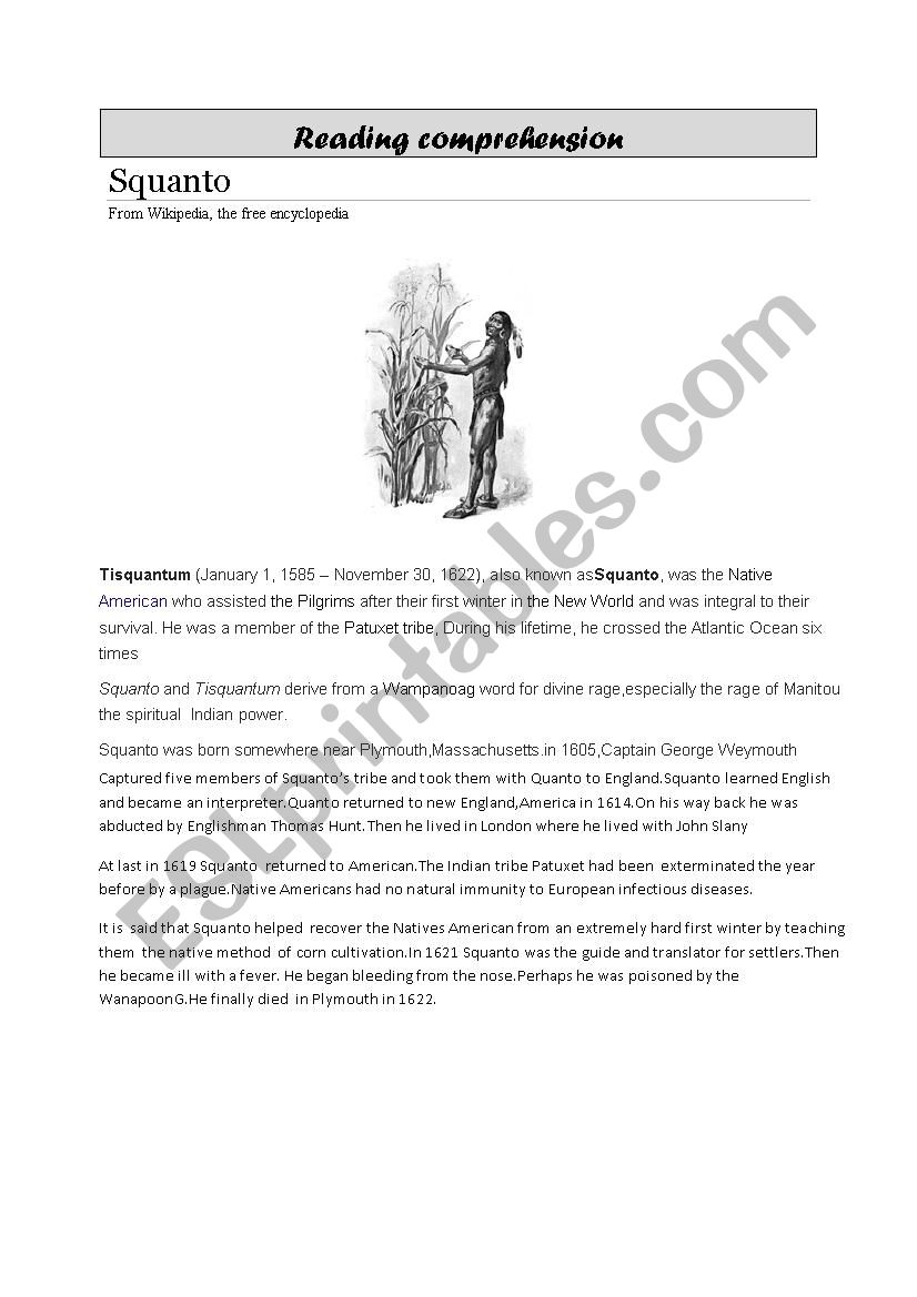 reading comprehension worksheet