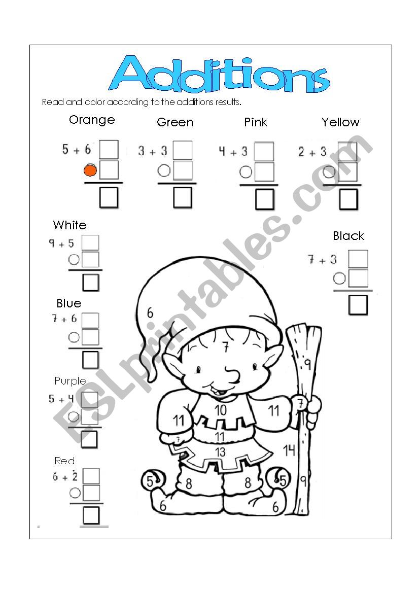 ADDITIONS worksheet