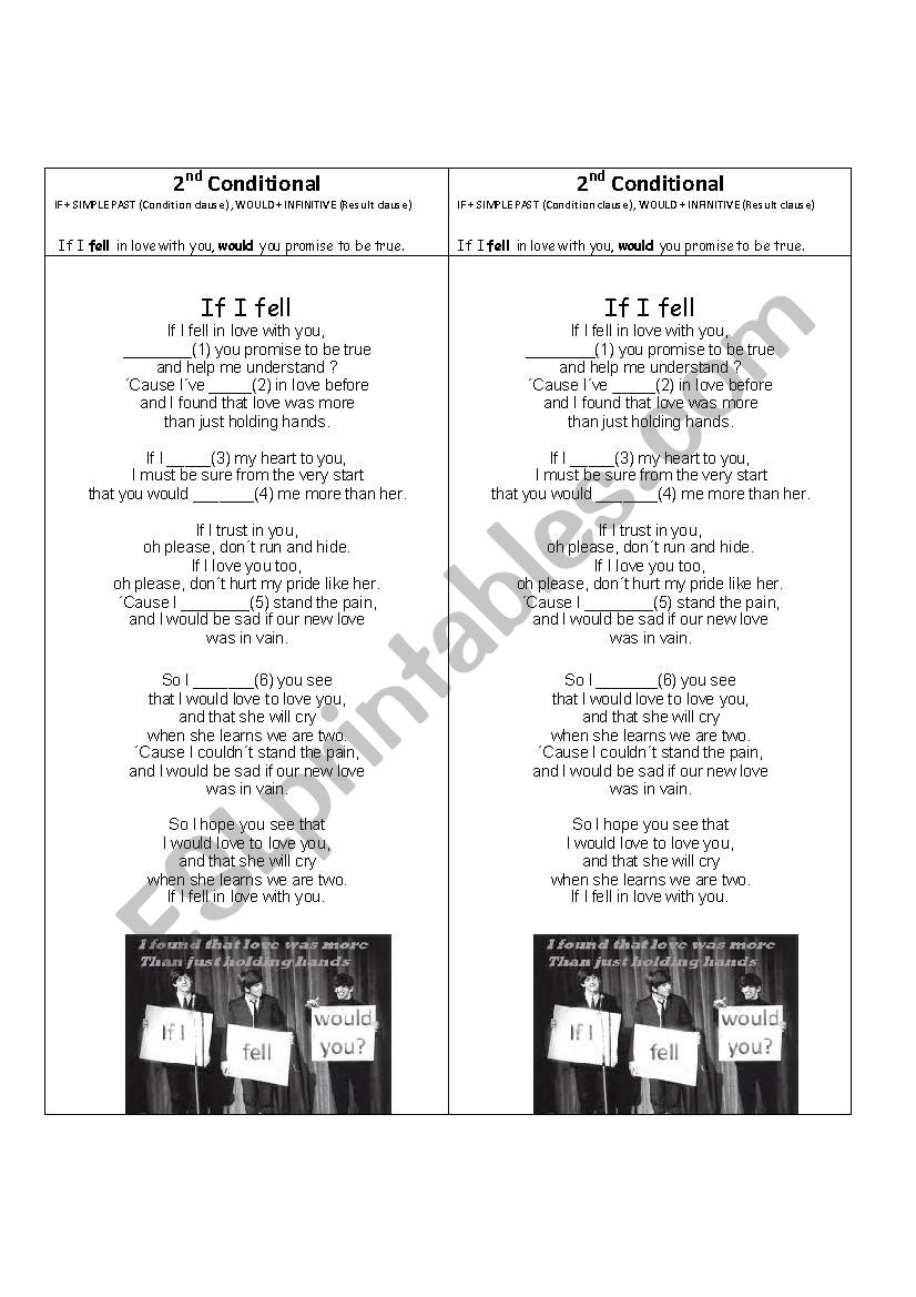 2nd Conditional Song worksheet