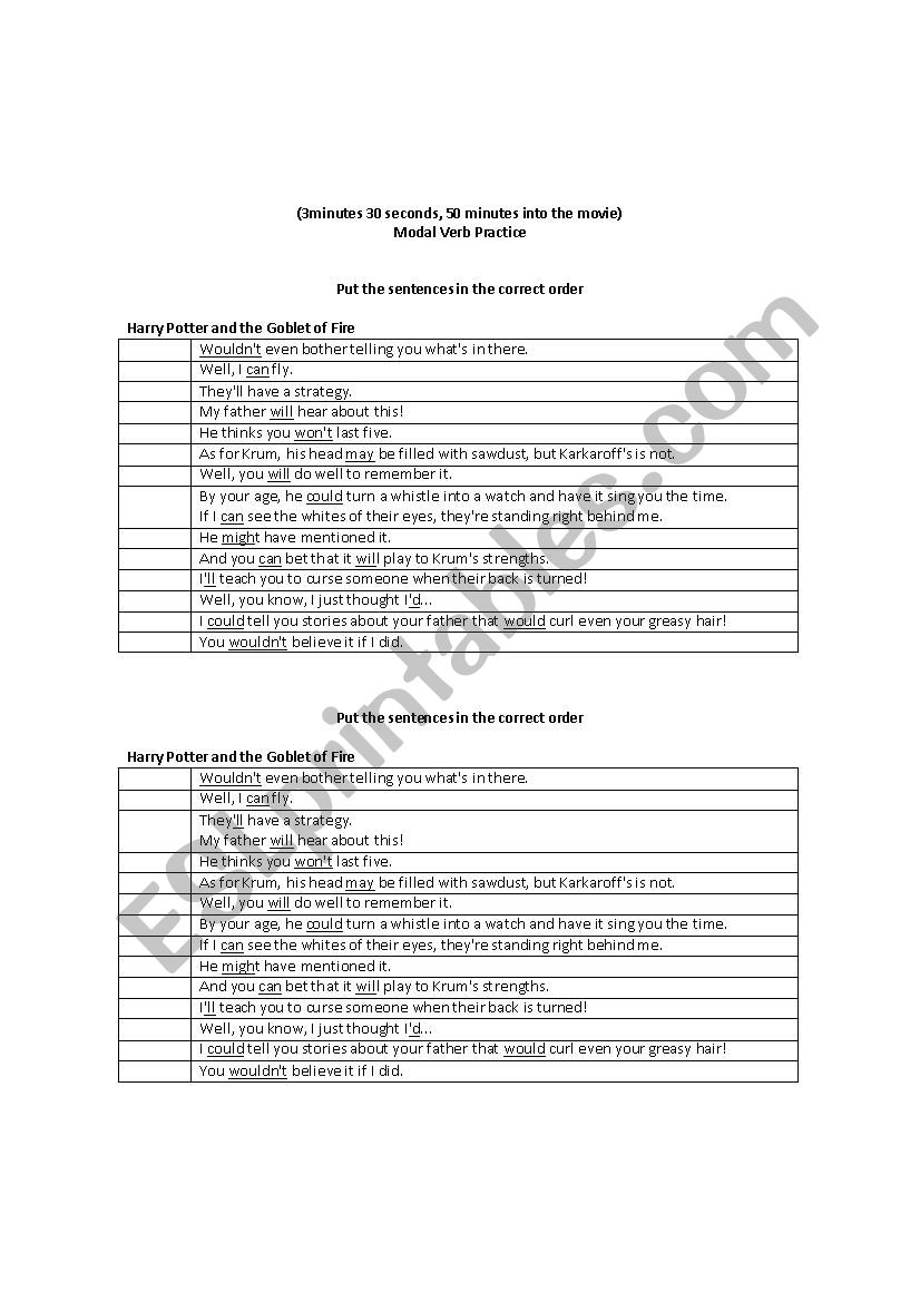 Modal Verb Listening Practice worksheet