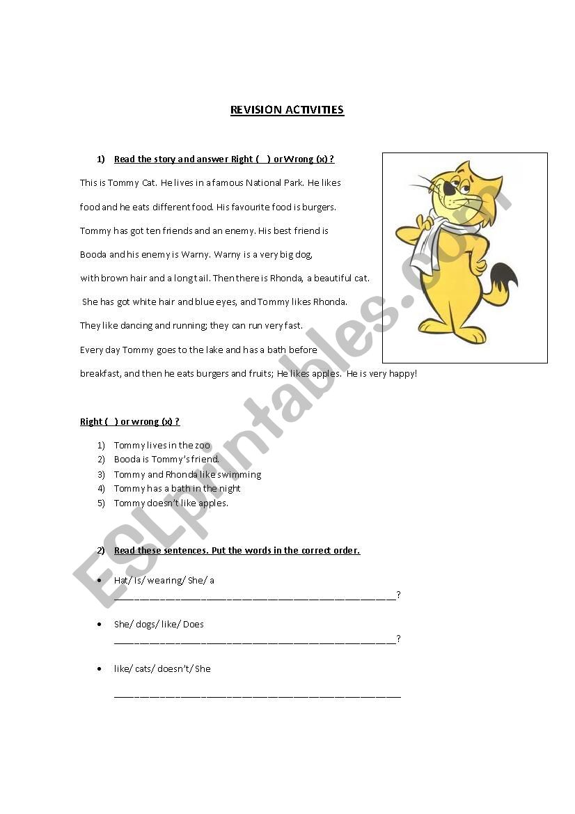 Revision activities grammar and vocabulary 4th grade