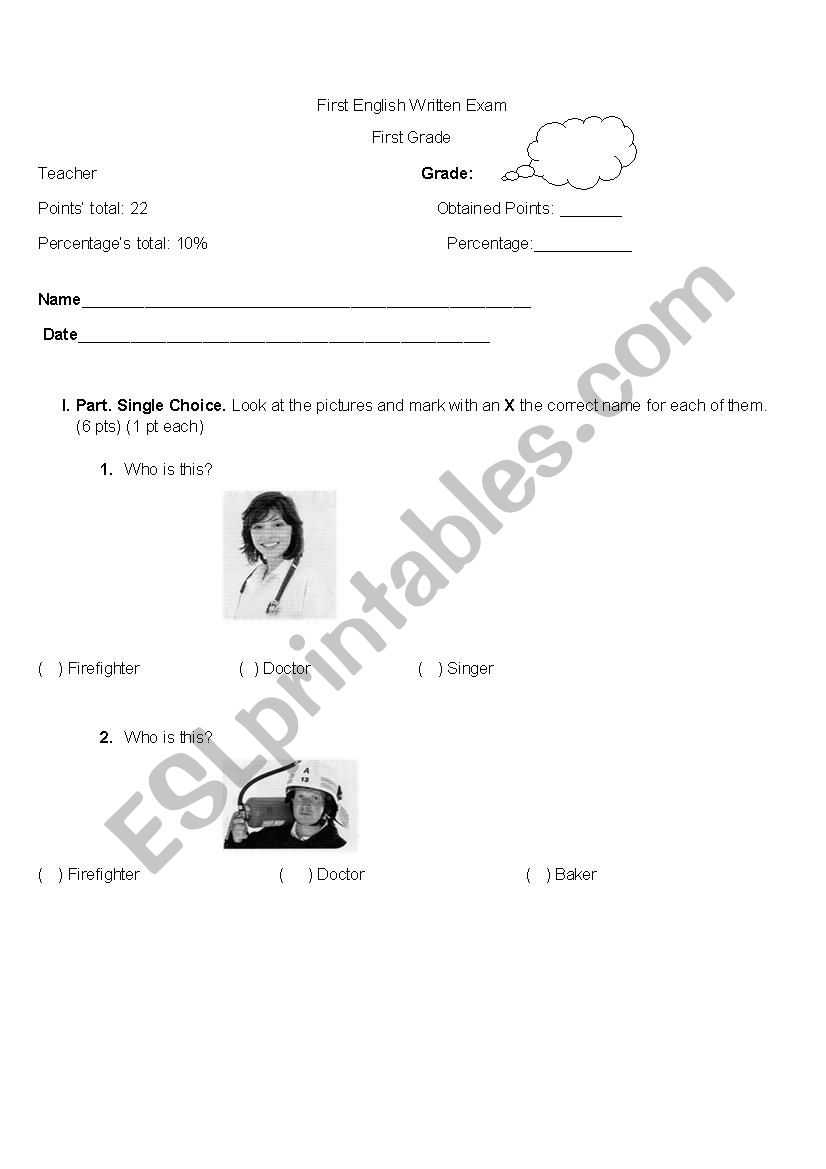 Exam  worksheet