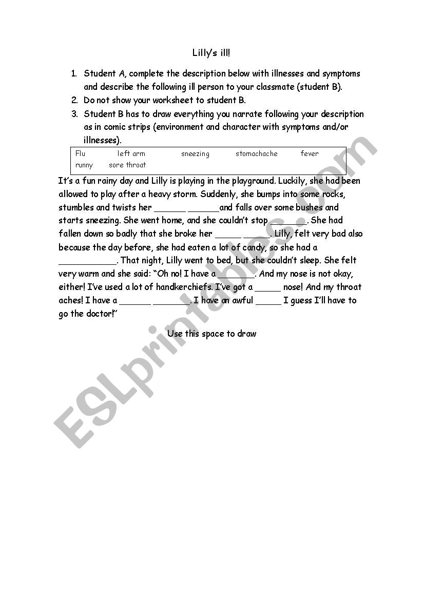 Lillys ill  worksheet