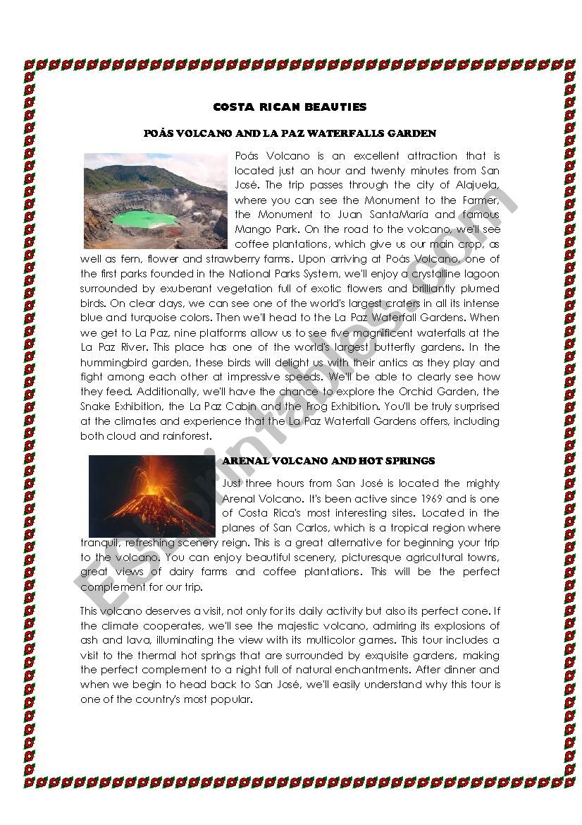 COSTA RICAN BEAUTIES worksheet