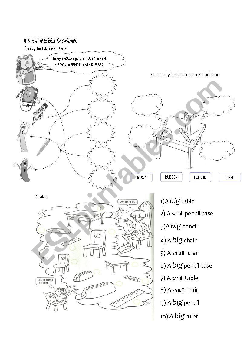 Classroom objects worksheet