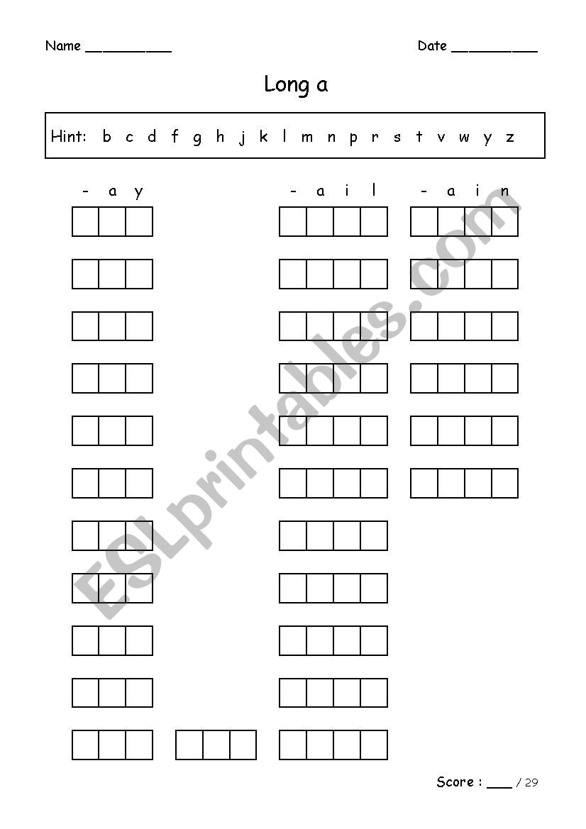 CVV/CVVC Words worksheet