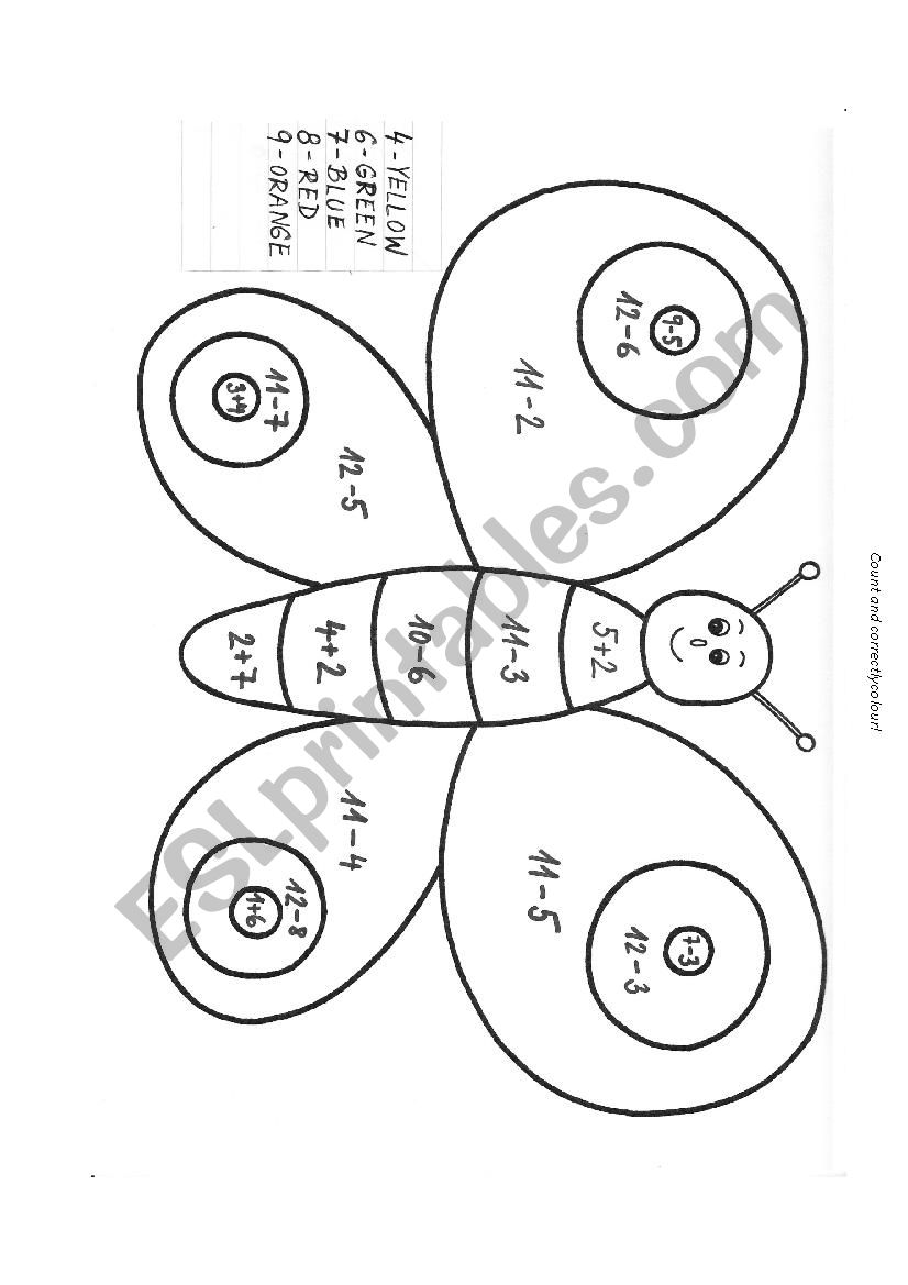 Butterfly in mathematics worksheet