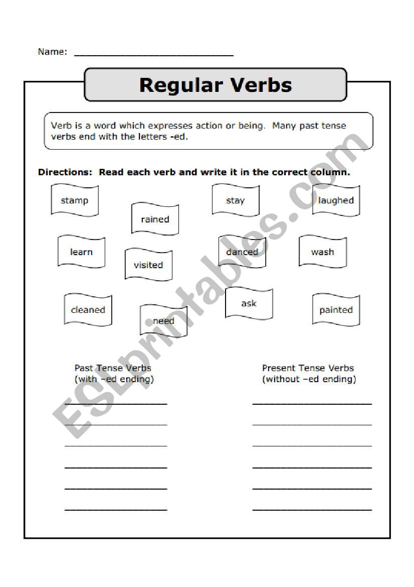 Simple Past - Regular Verbs worksheet