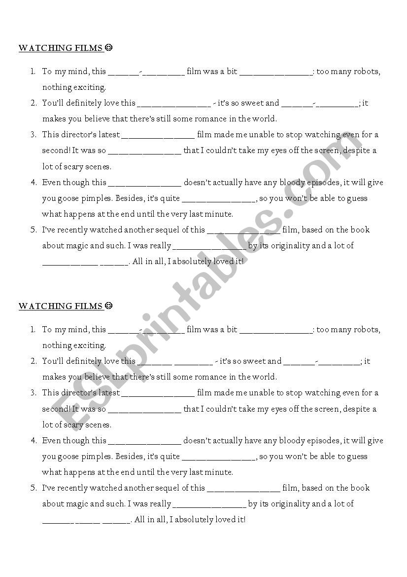 Watching Films worksheet