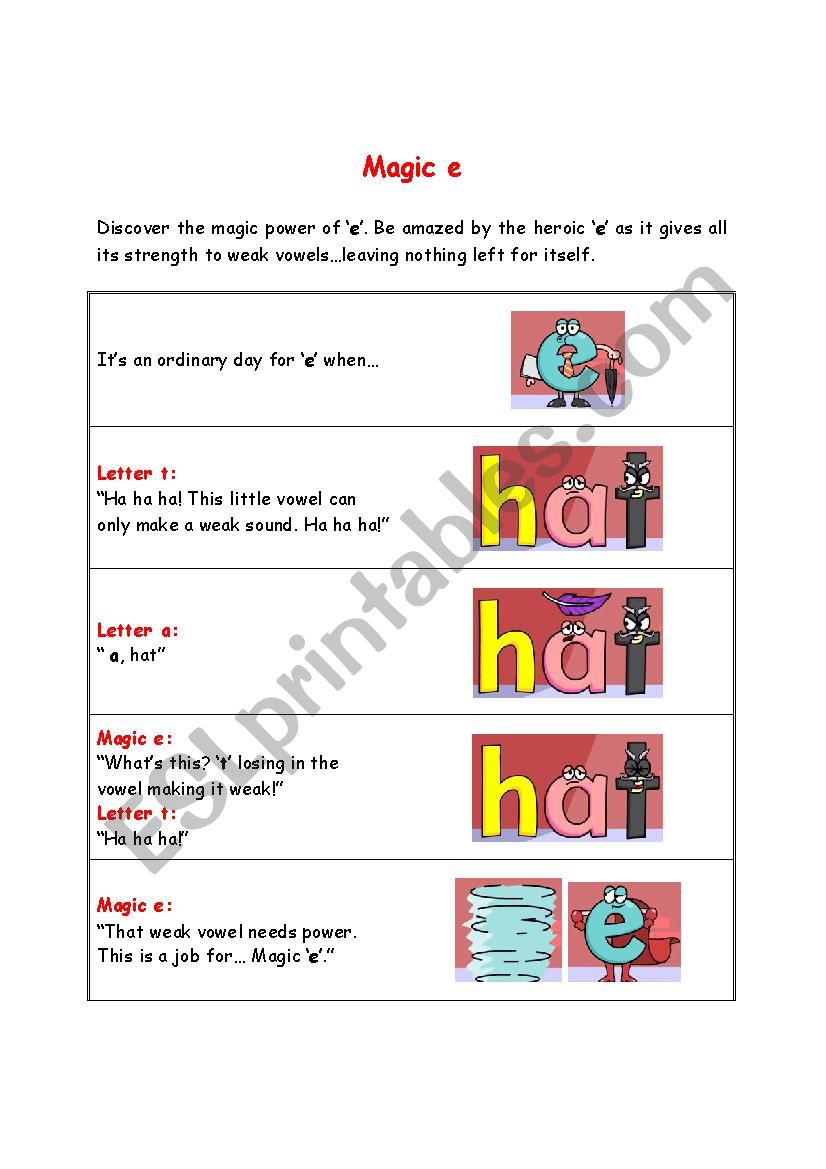 Magic E story worksheet