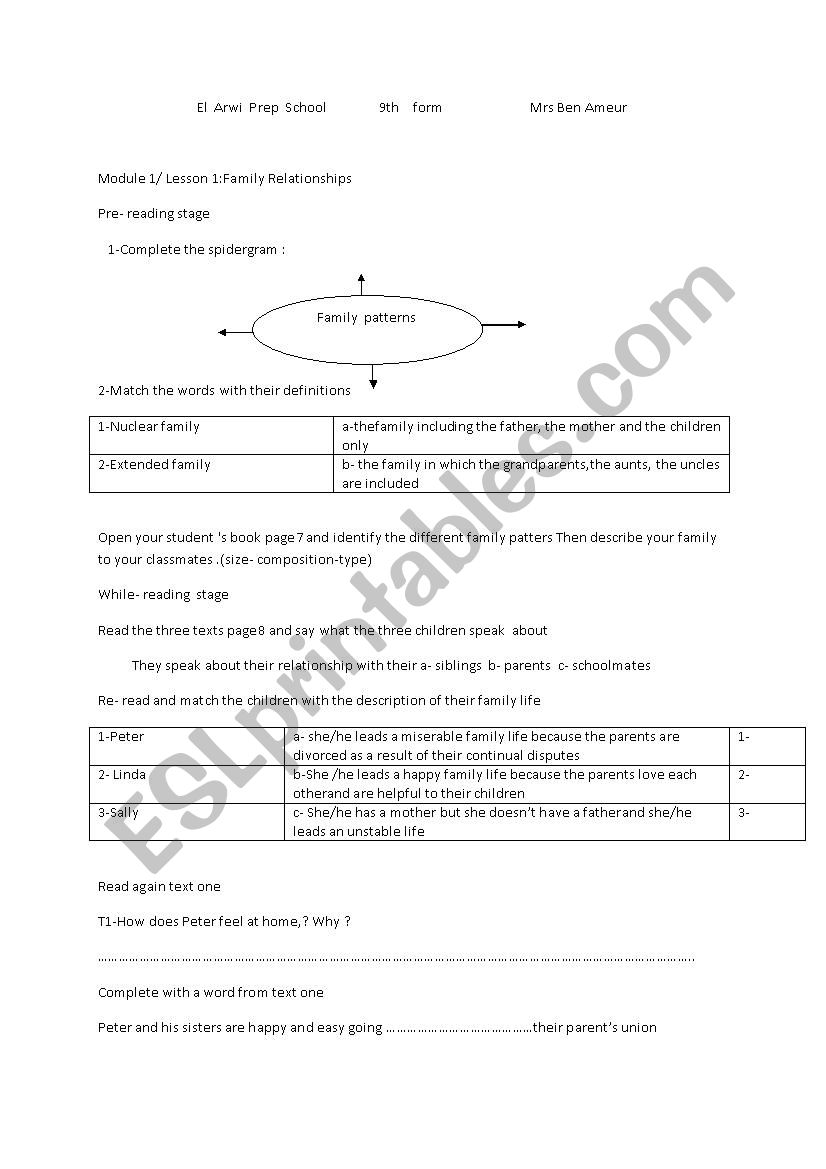 the 9th form lesson plan worksheet