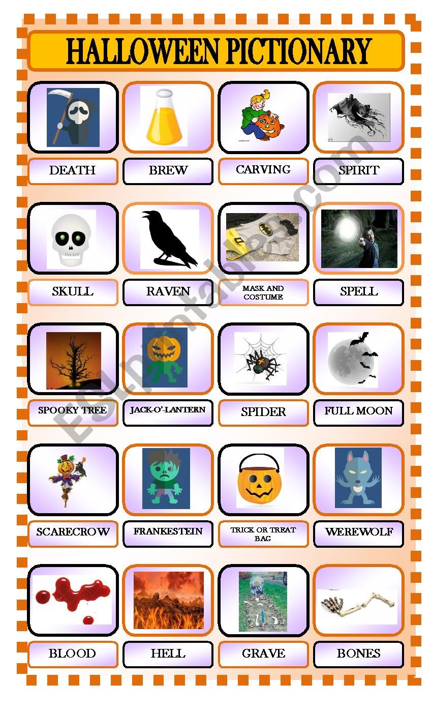 Halloween Pictionary Part 2 worksheet