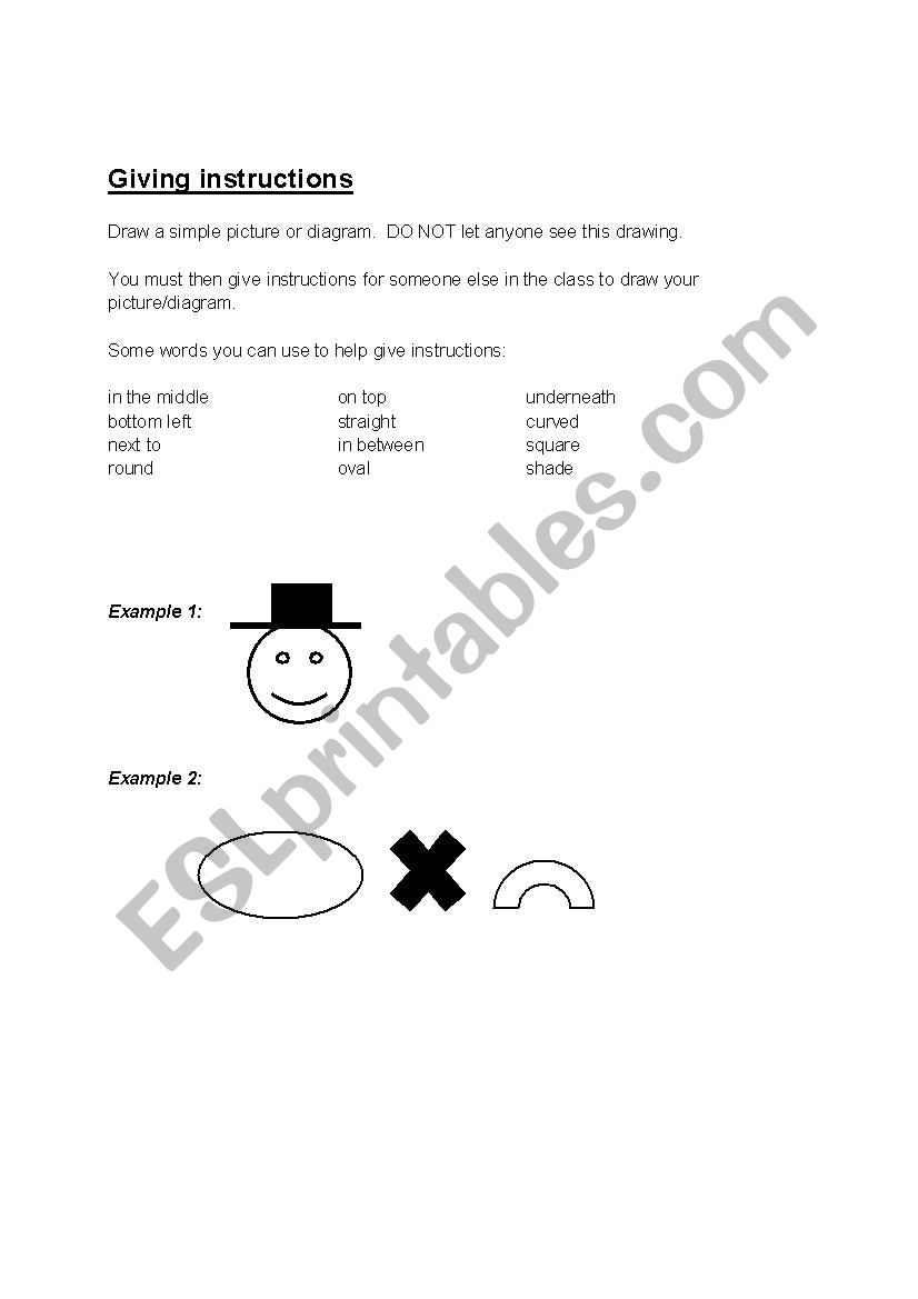 Giving Instructions worksheet