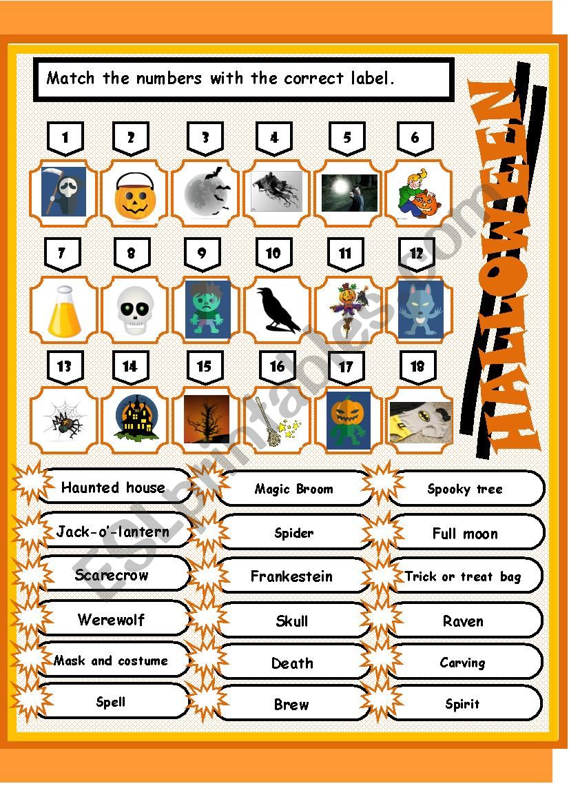 Halloween match part 2 worksheet