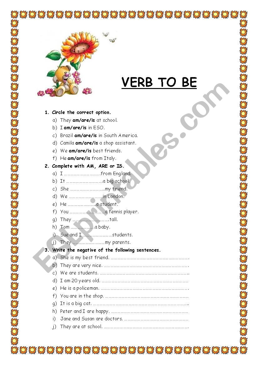 Verb TO BE worksheet