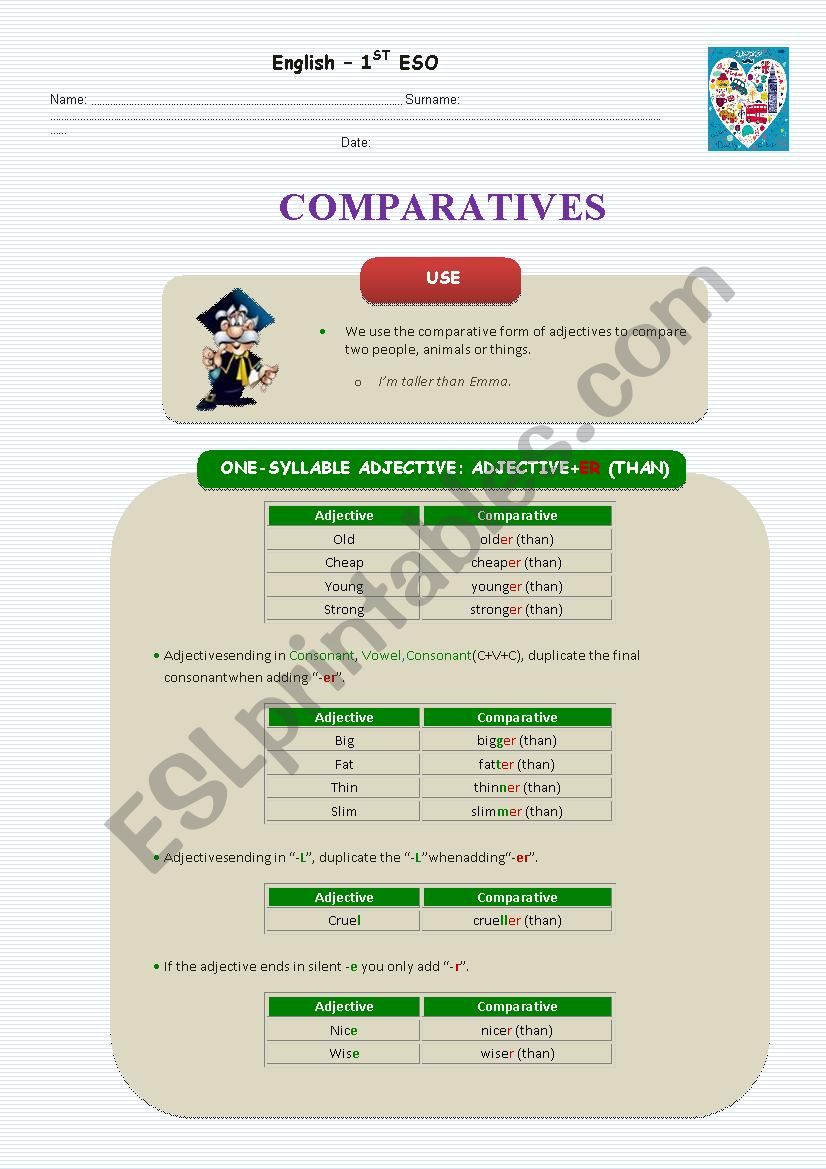 Comparatives worksheet