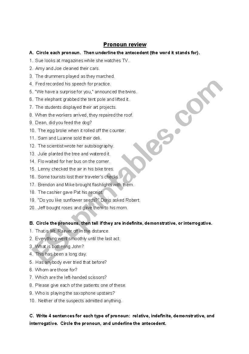 english-worksheets-pronoun-review-sheet