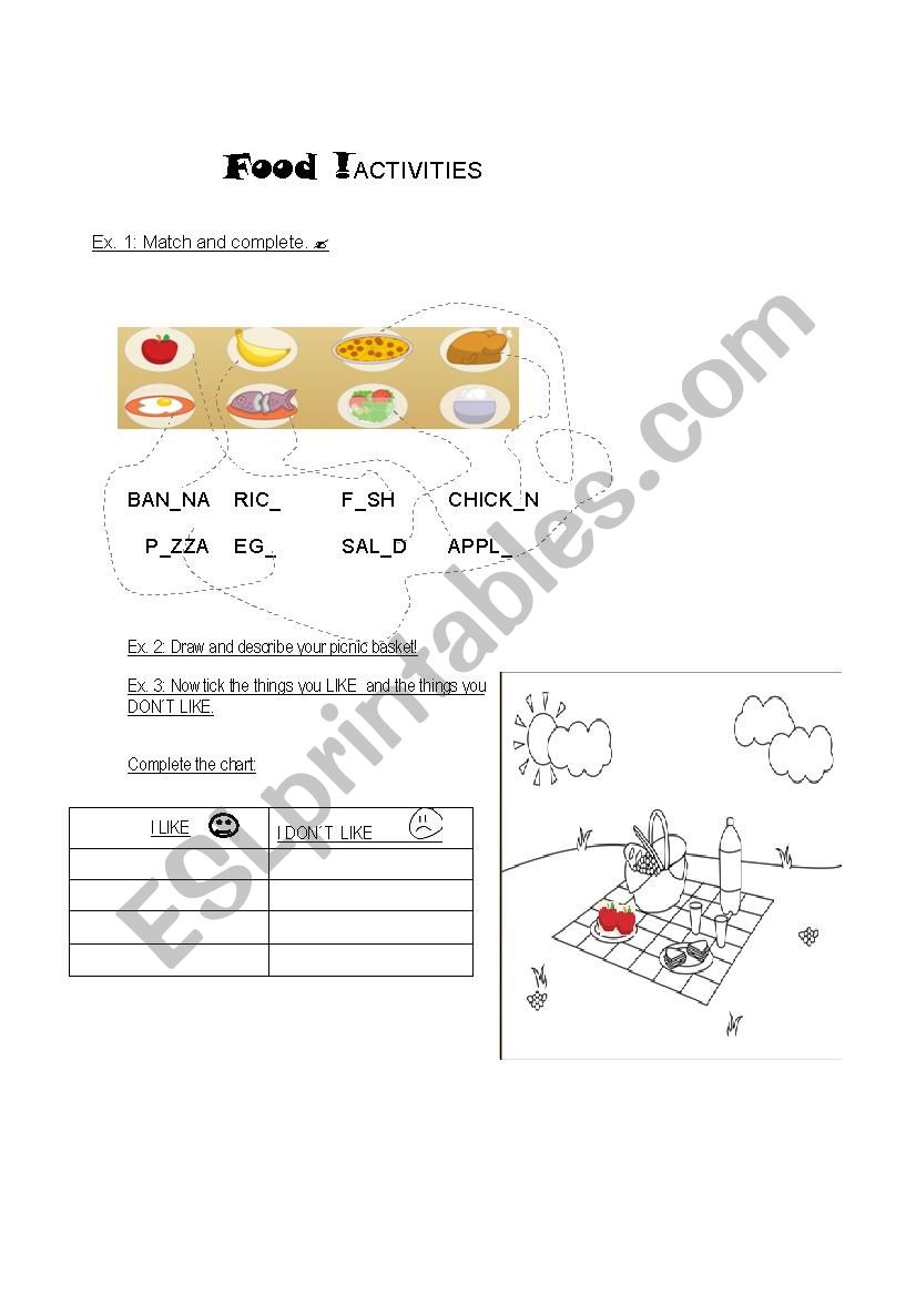 FOOD worksheet