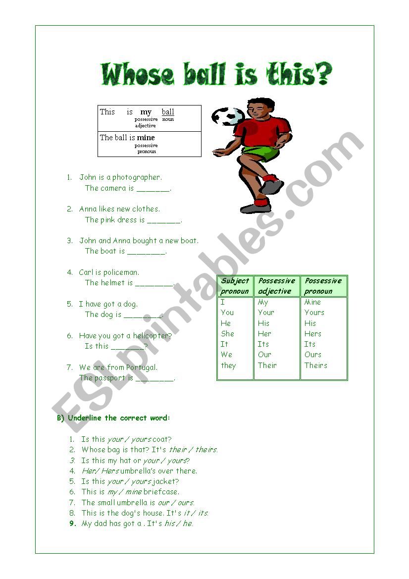 Possessive and adjective pronouns