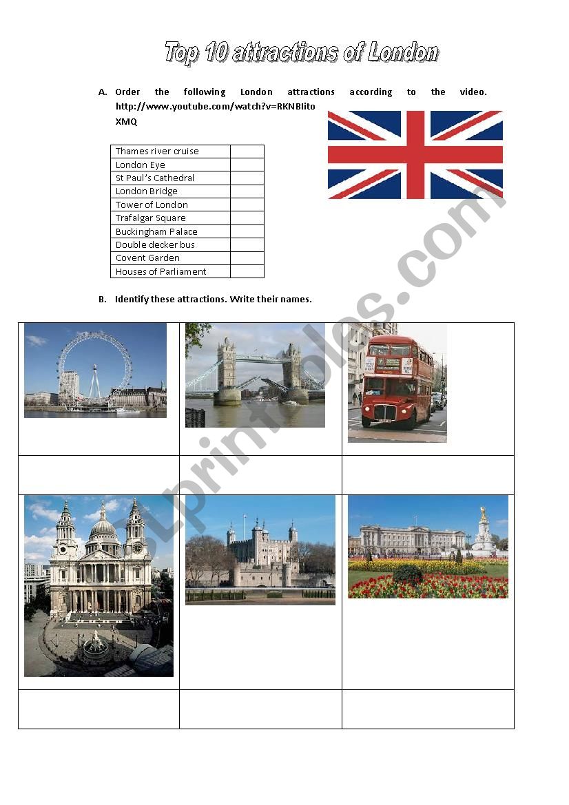 London attractions worksheet