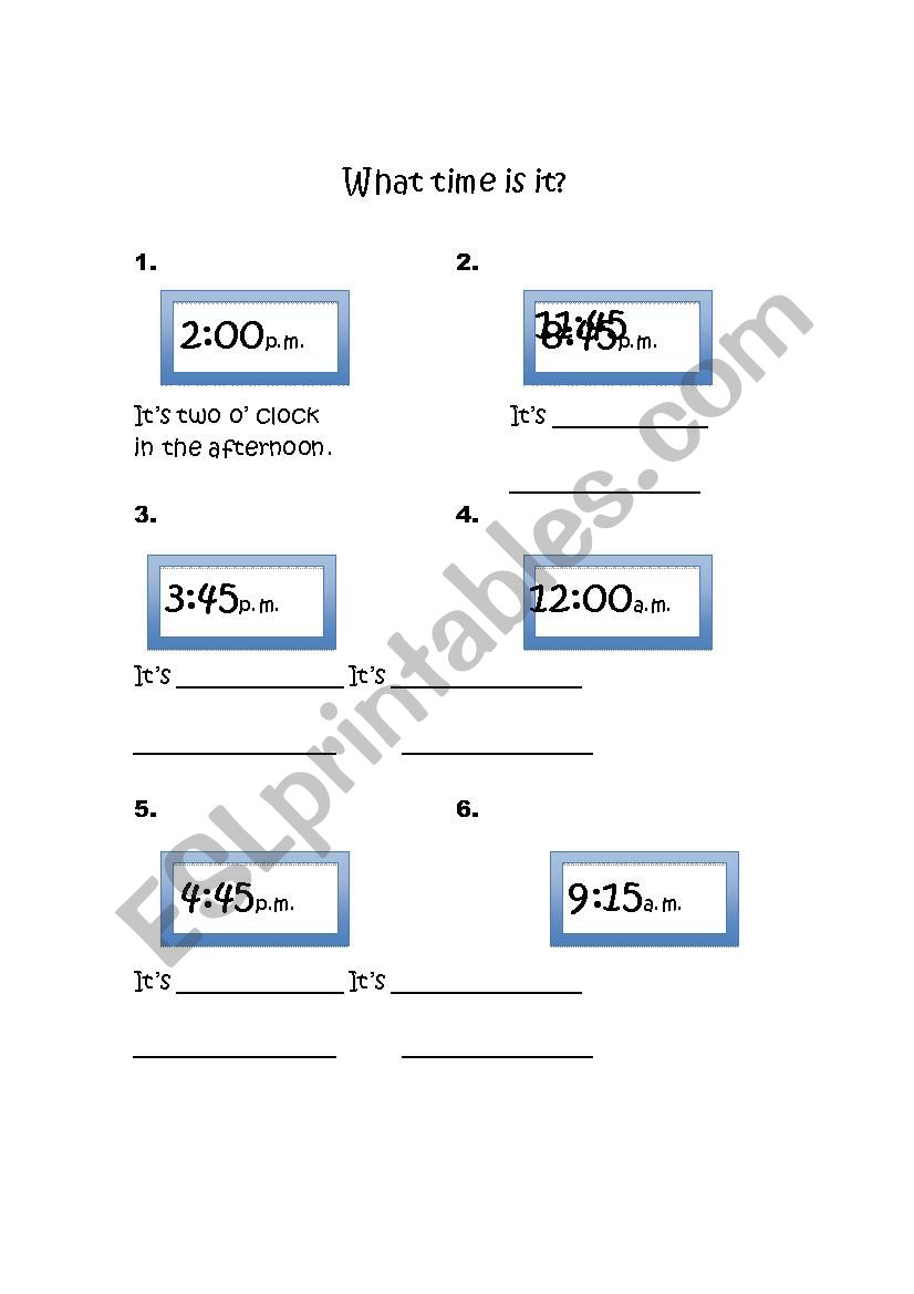 Time Worksheet  worksheet