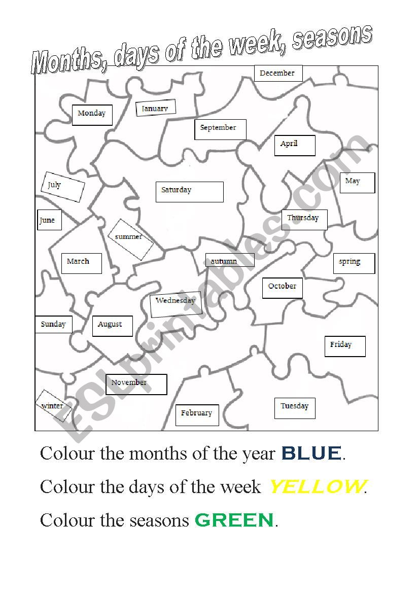 MONTHS, SEASONS and DAYS OF THE WEEK