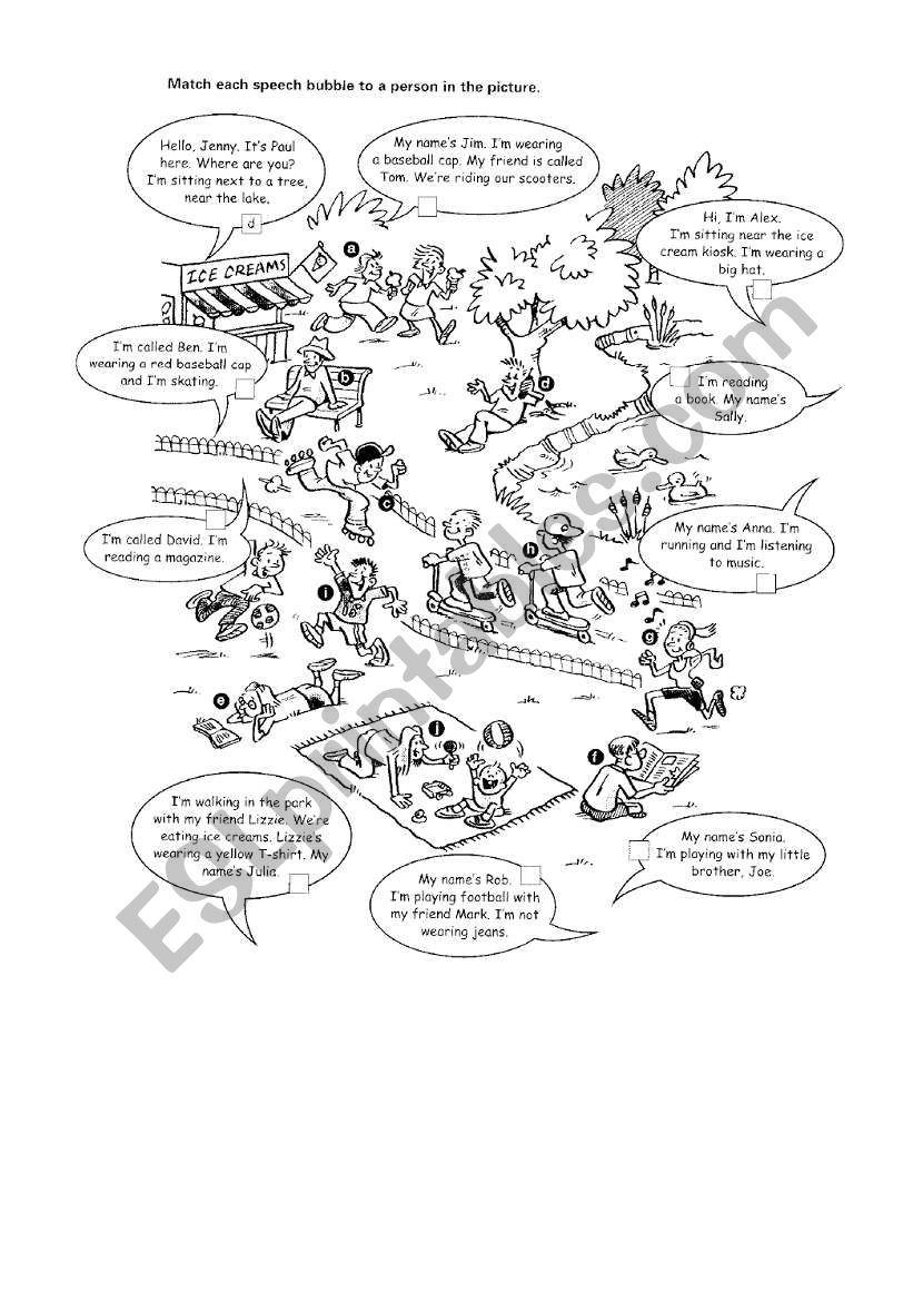 Present Continuous Reading Task