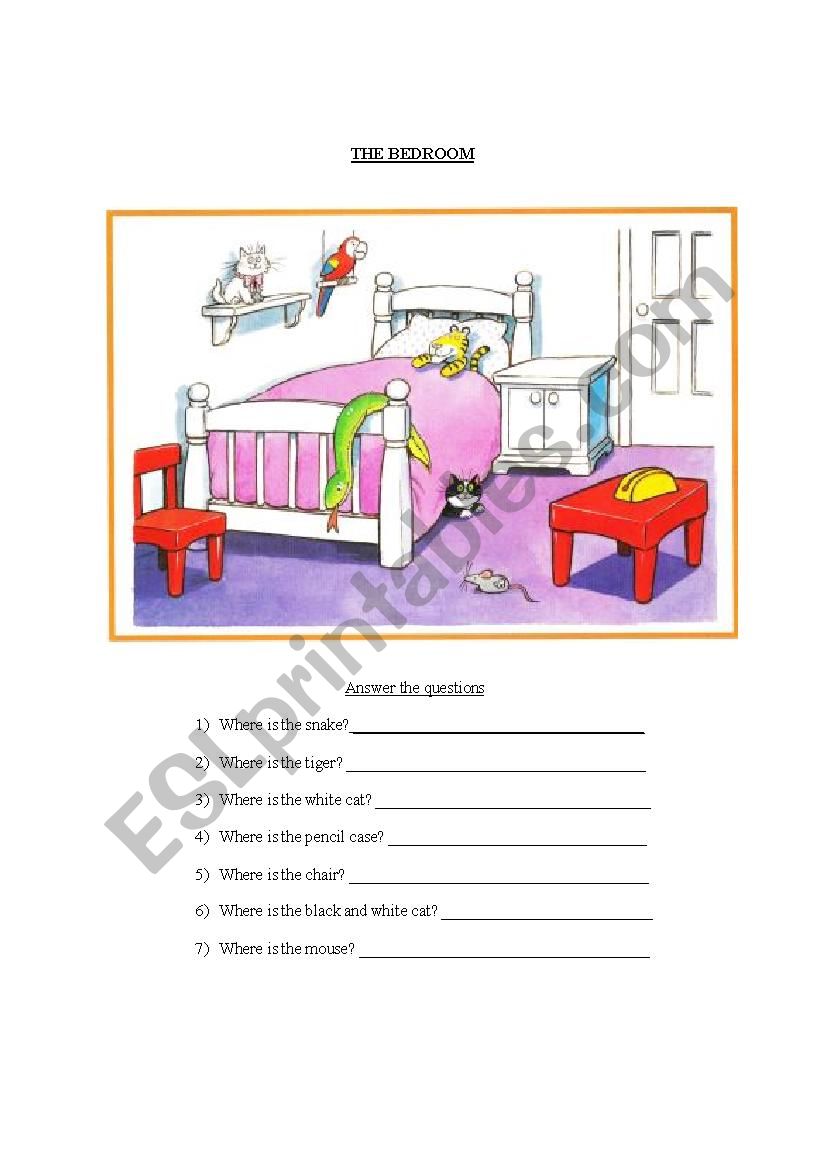 Bedroom + where is + prepositions