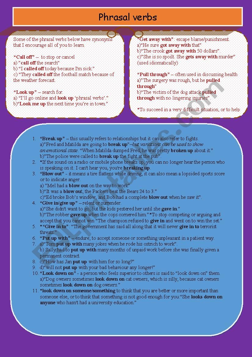 phrasal verbs worksheet