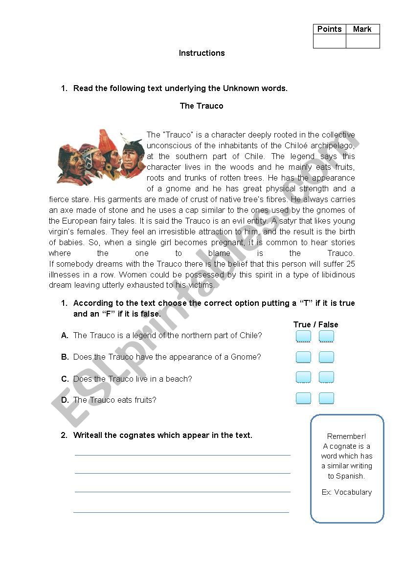 Worksheet about legends worksheet