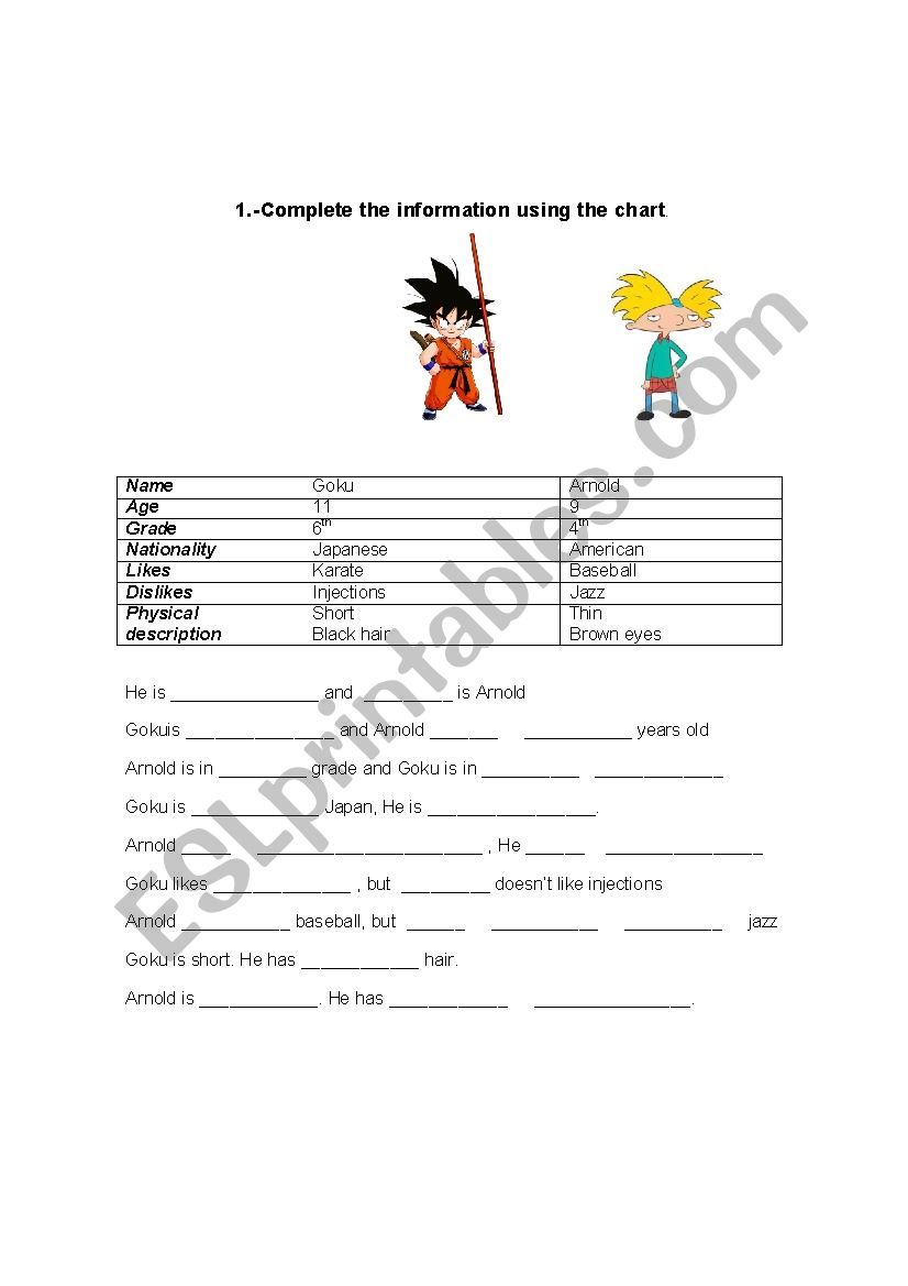 describing people worksheet