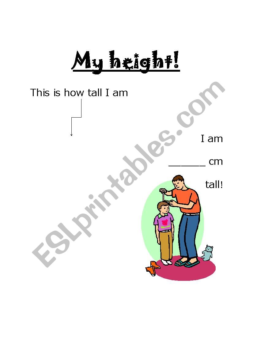 Book About Me - Height  worksheet