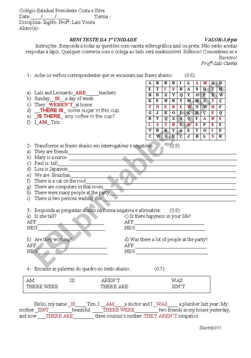 There is x There are worksheet