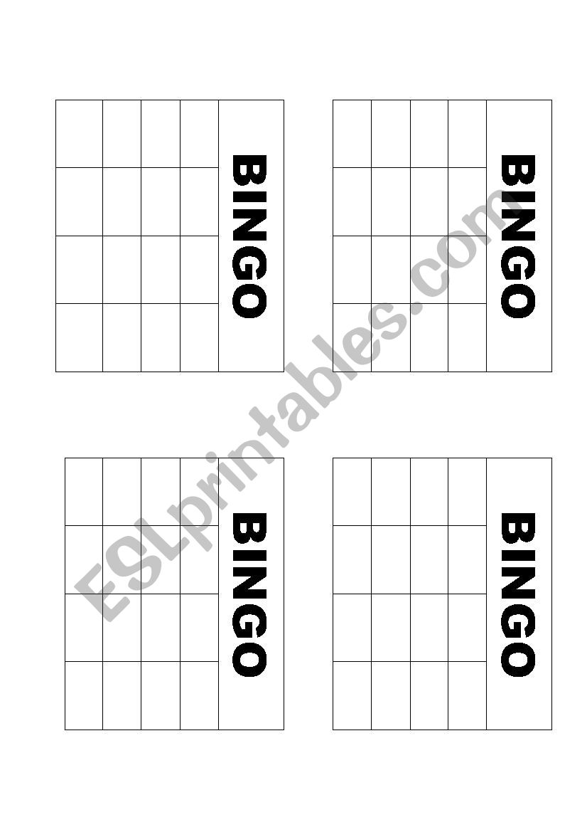 BINGO TEMPLATES worksheet