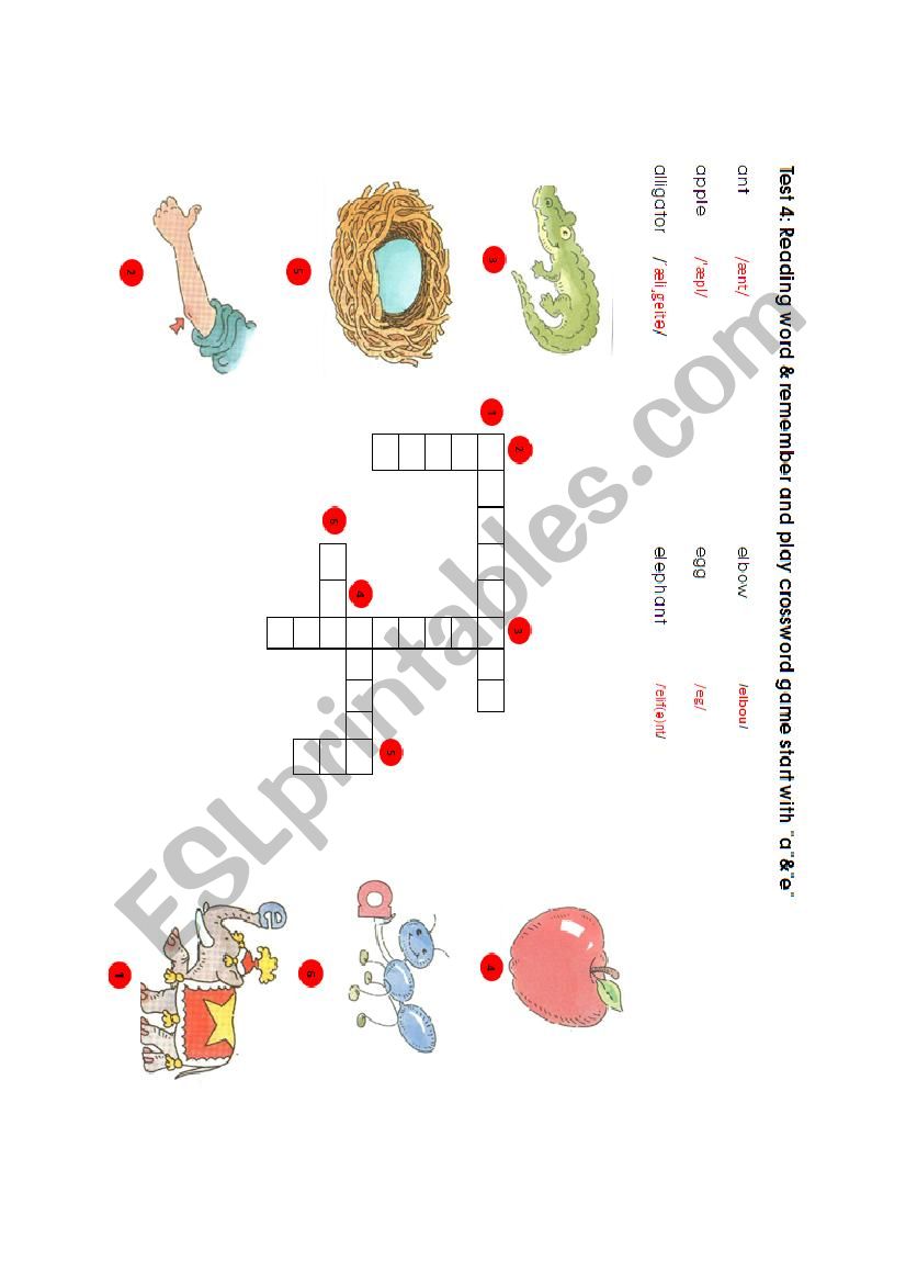 Crossword worksheet