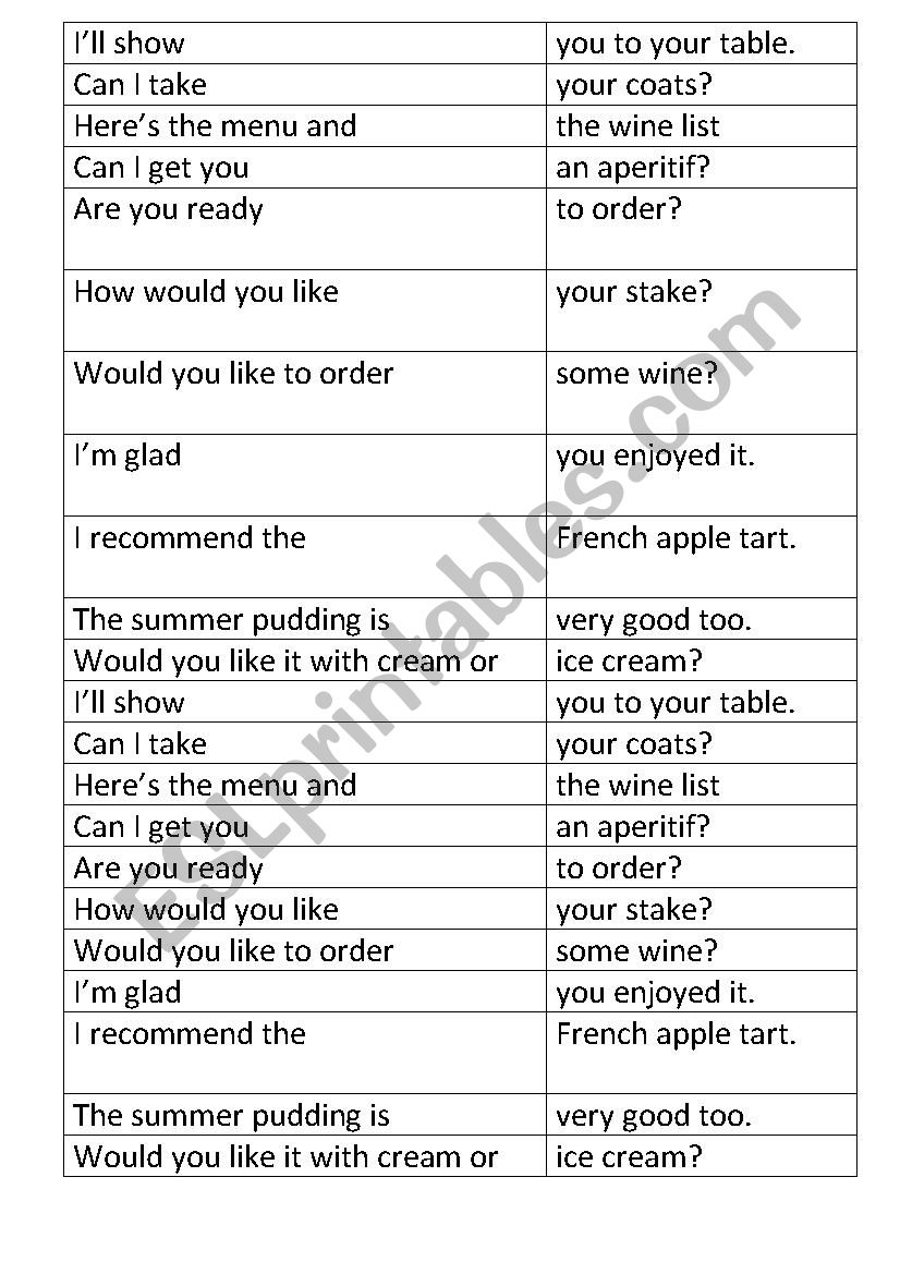 delicious English worksheet