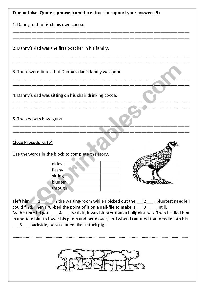 Danny The Champion Of The World Esl Worksheet By Tayloranne