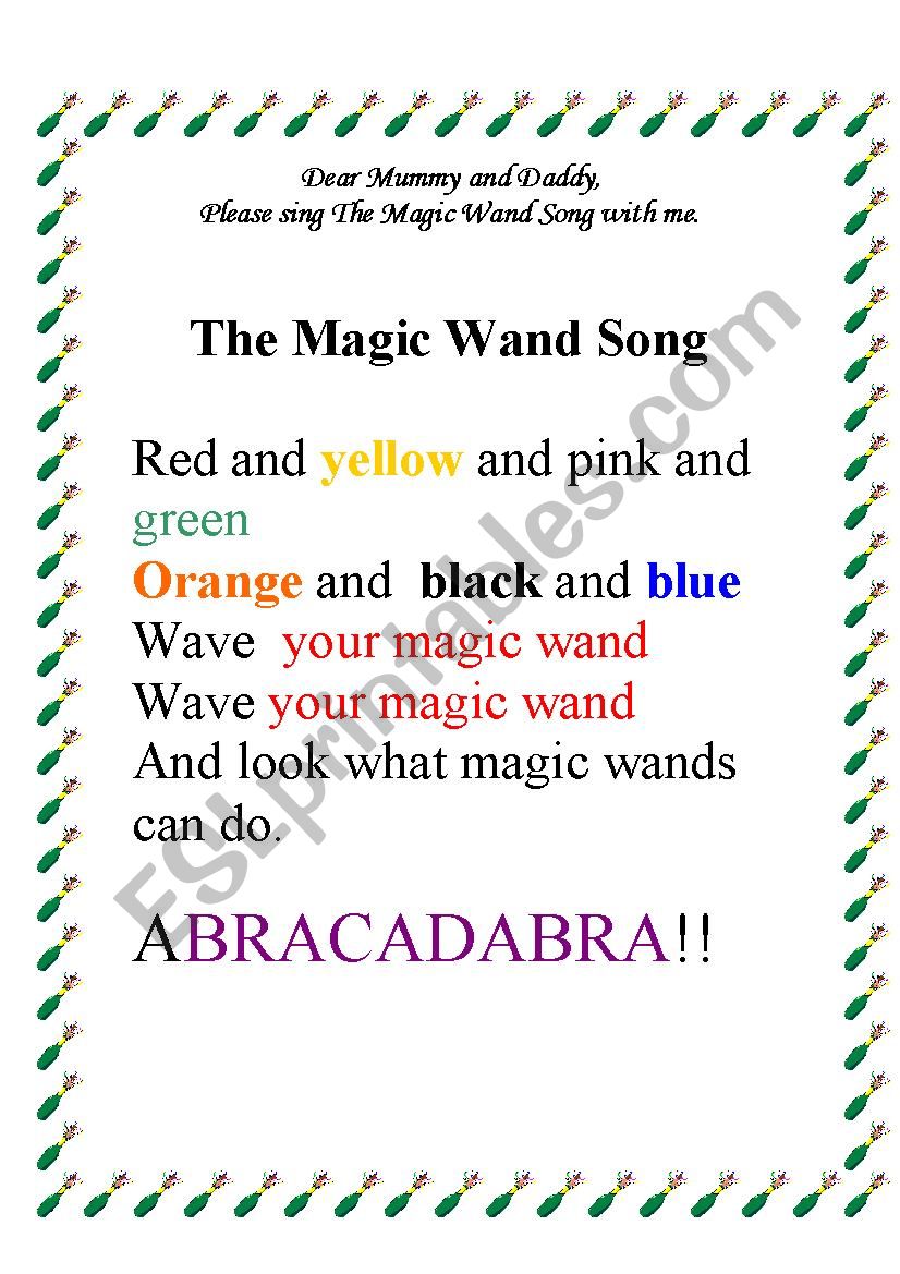 Magic wand song worksheet