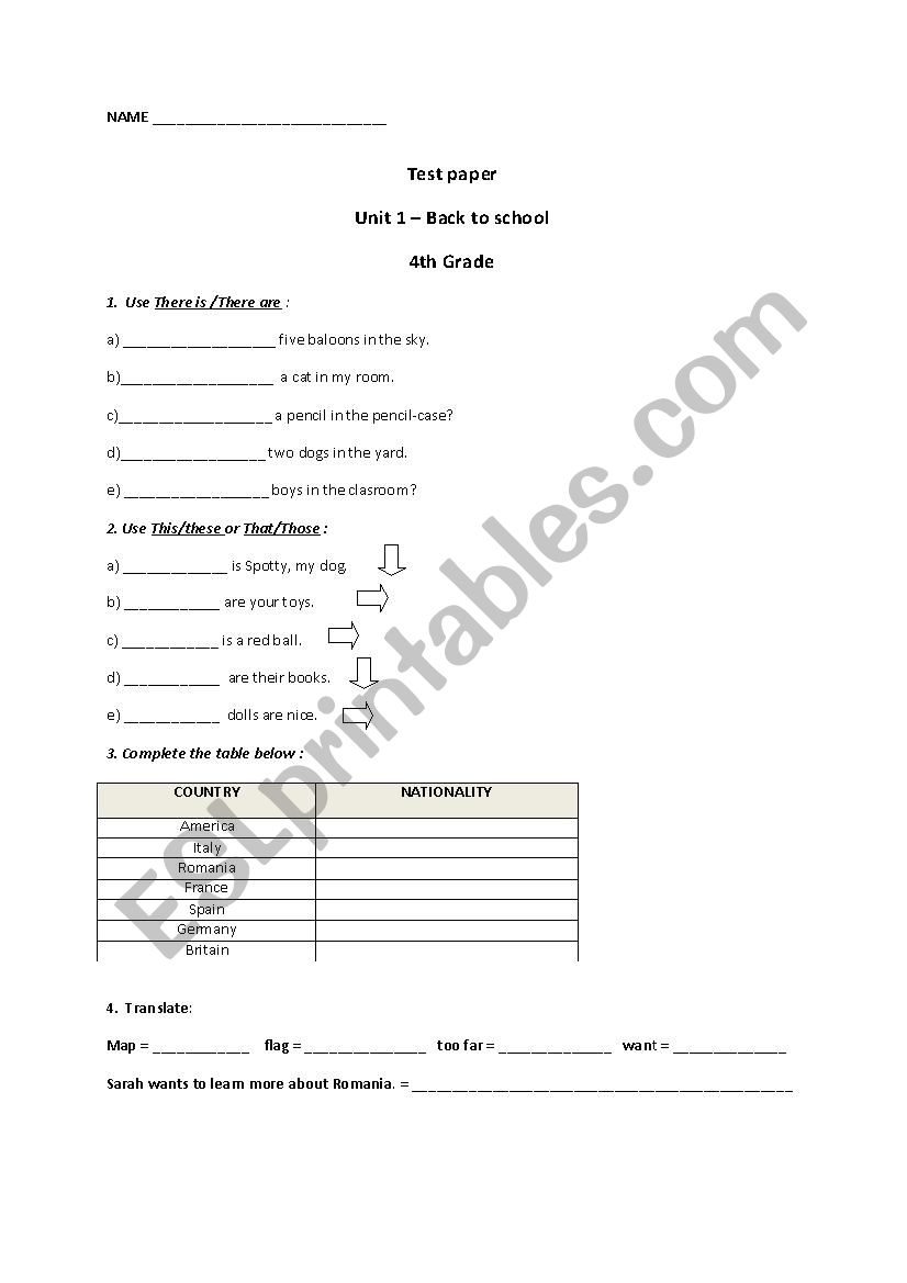 back to school worksheet