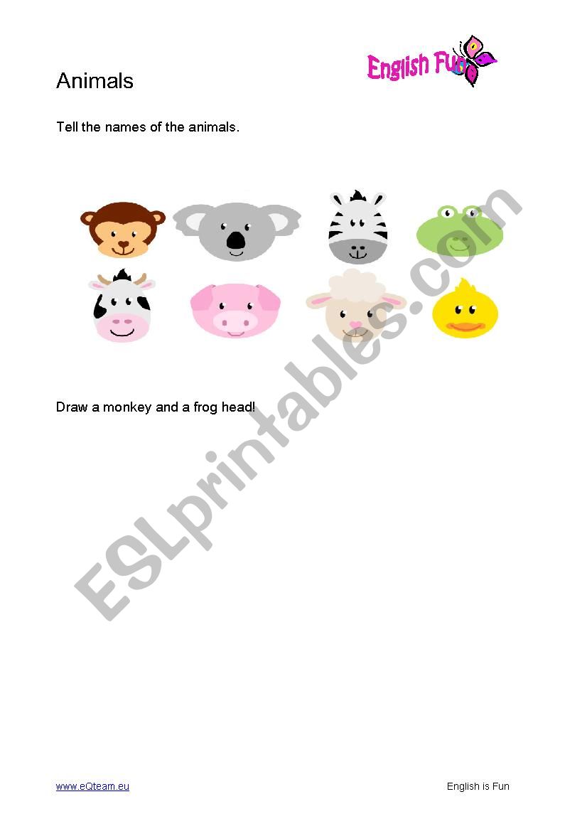 Animals worksheet