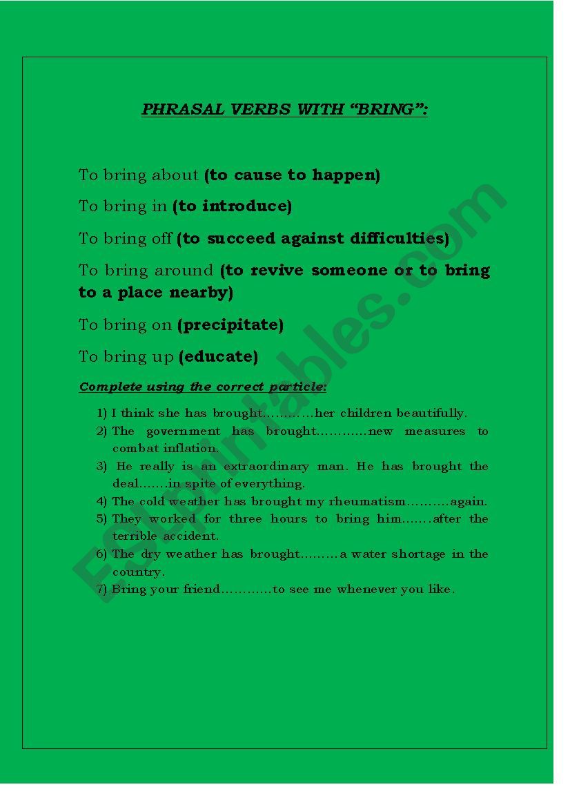 phrasal verbs worksheet
