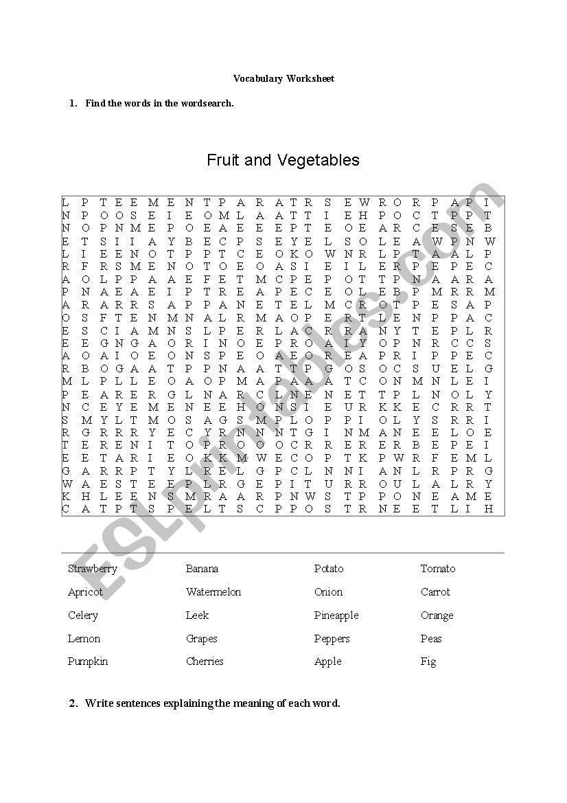 Fruit and Vegetables worksheet