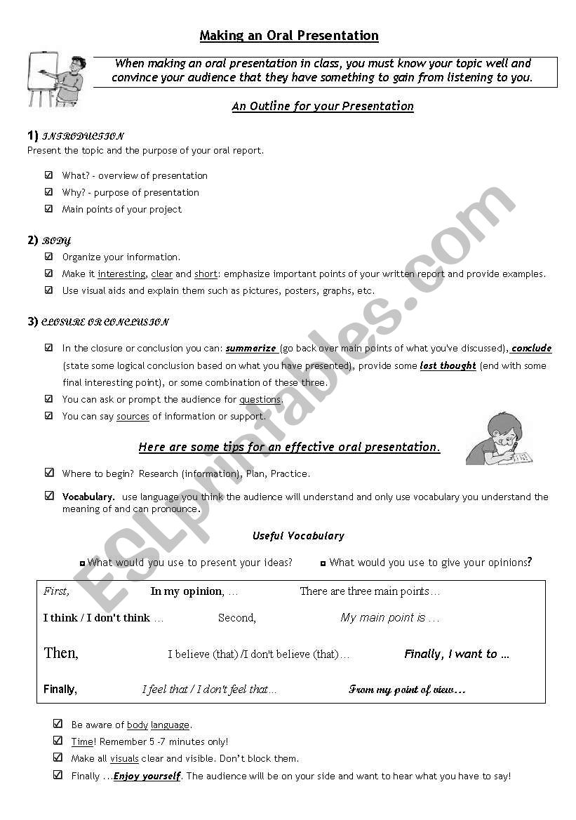 Oral Presentations and Marking Criteria