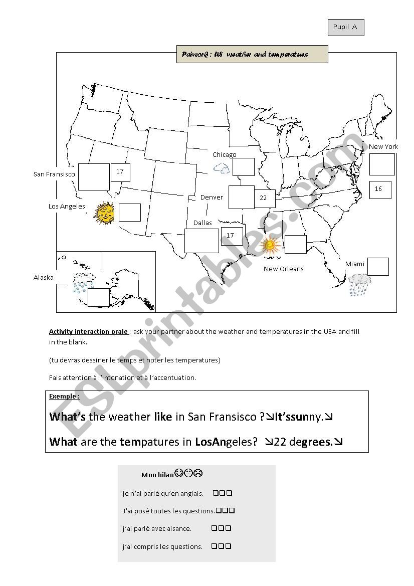 us weather pairwork  worksheet